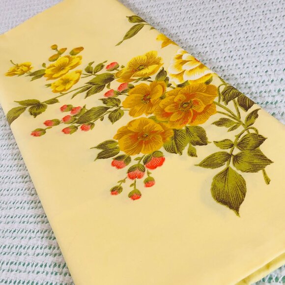 Vintage Dan River Tranquale NOSTALGIA Yellow Floral SINGLE Pillowcase - Percale - Picture 7 of 10